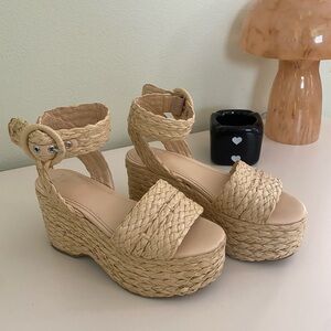 Marc Fisher Natural Woven Platform Sandals